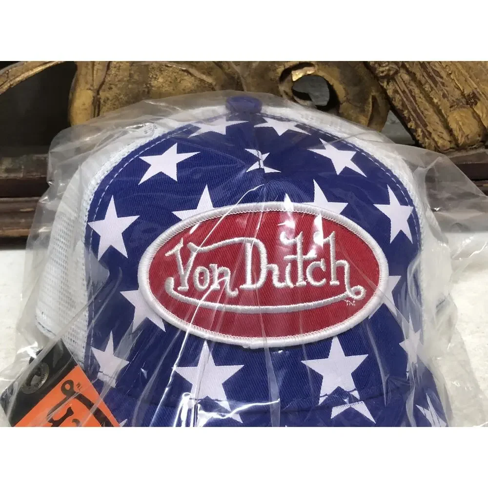 Von Dutch Blue White Stars Mesh Adjustable Snapback Trucker Hat Designer